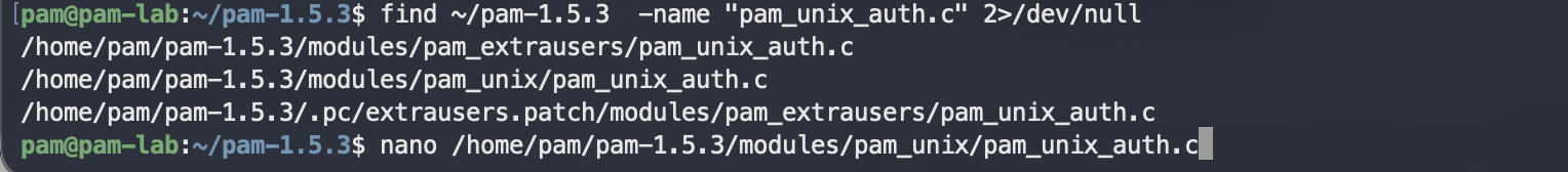 编辑 pam_unix_auth.c 源码文件