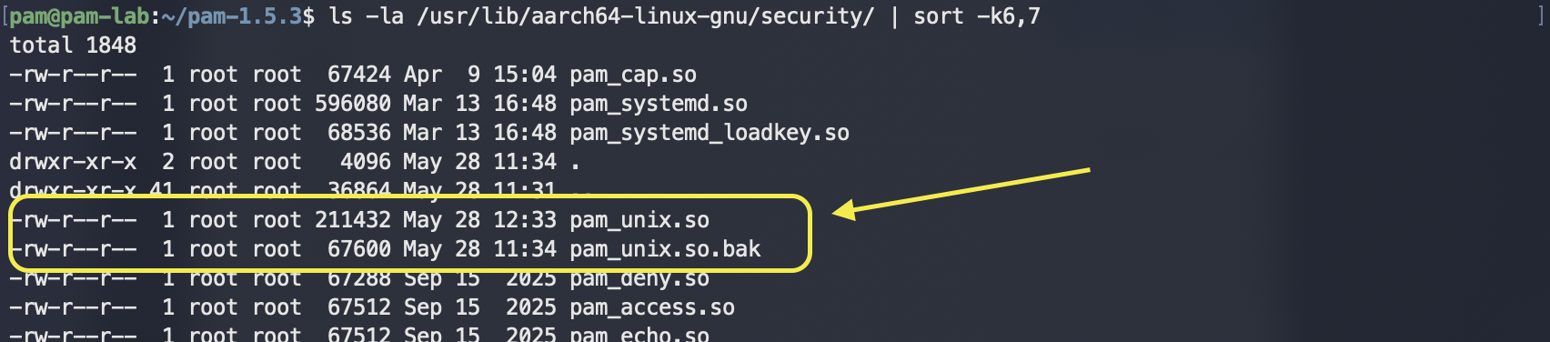 伪造时间戳前 pam_unix.so 的修改时间